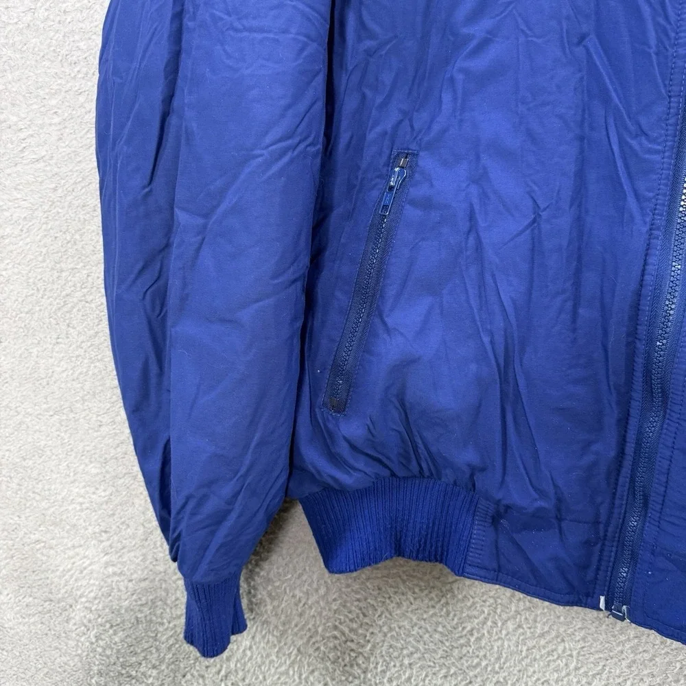 VTG Eddie Bauer Fleece Lined Bomber Jacket Mens Blue Outdoor Hike Coat L Tall LT